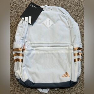 Adidas Classic 3S 5 Backpack White with Rose Gold Accents New with Tags NWT